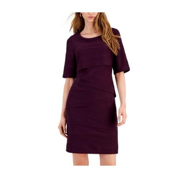 Connected Dress 14 Burgundy Wine Sheath Wedding Party Cruise Event Washable New - Picture 5 of 14